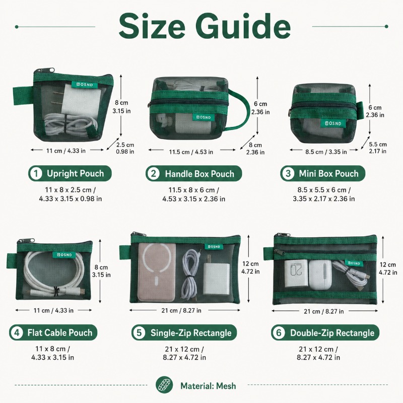 6PCS Mesh Tech Organizer Pouch - Office Tech Bag 评论和价格