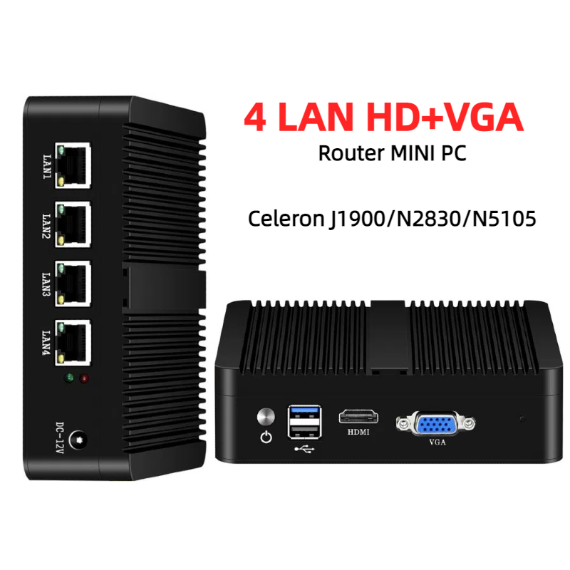Fanless Mini PC 4 Ethernet Cel - Thin Client Mini Pc 评论和价格