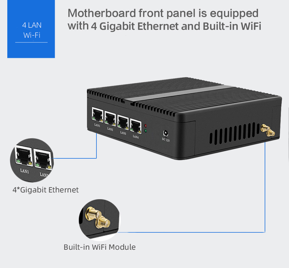 Fanless Mini PC 4 Ethernet Cel - Thin Client Mini Pc 评论和价格
