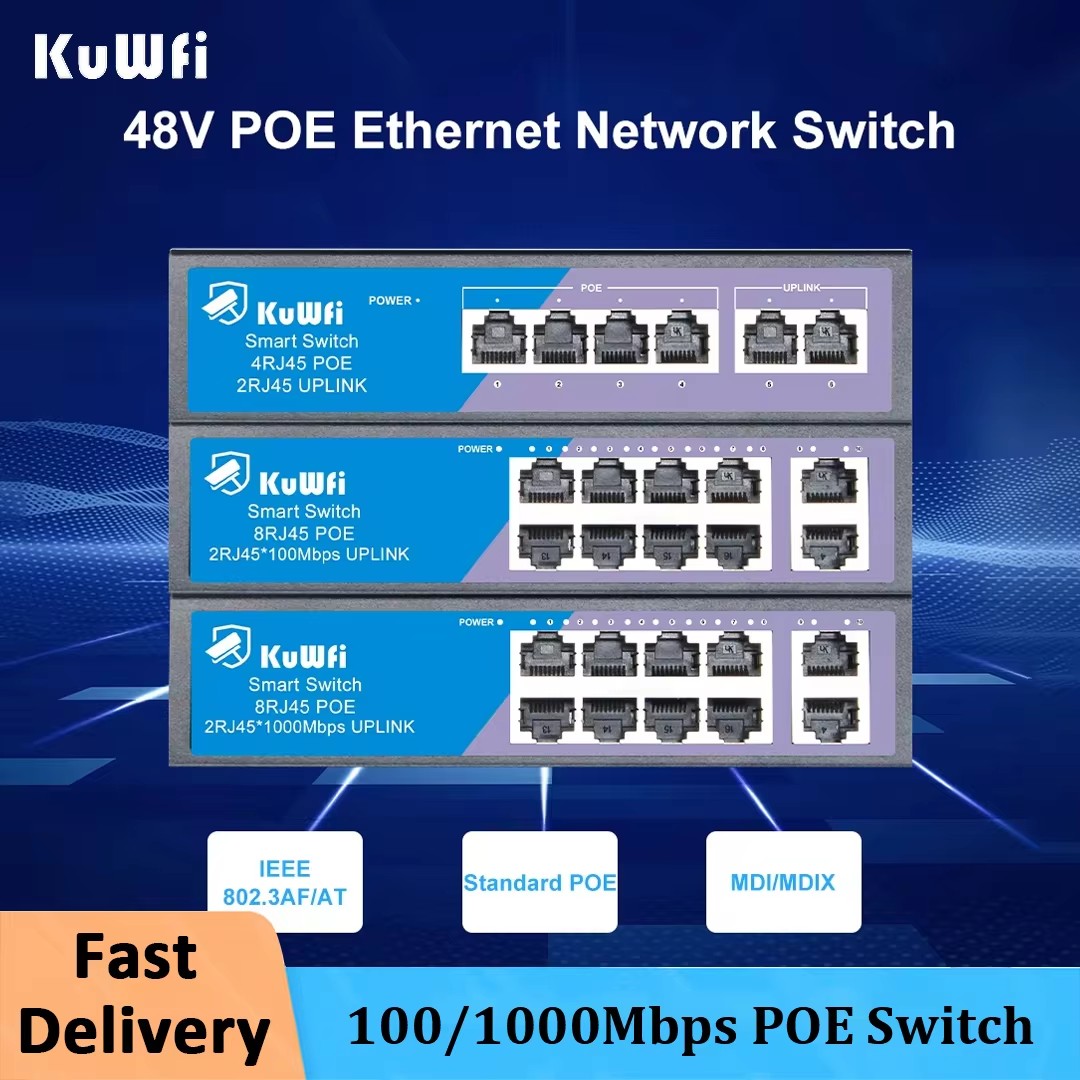 KuWFi POE Switch 4/8 Ports 100 - Ethernet Switch 8 Port 评论和价格