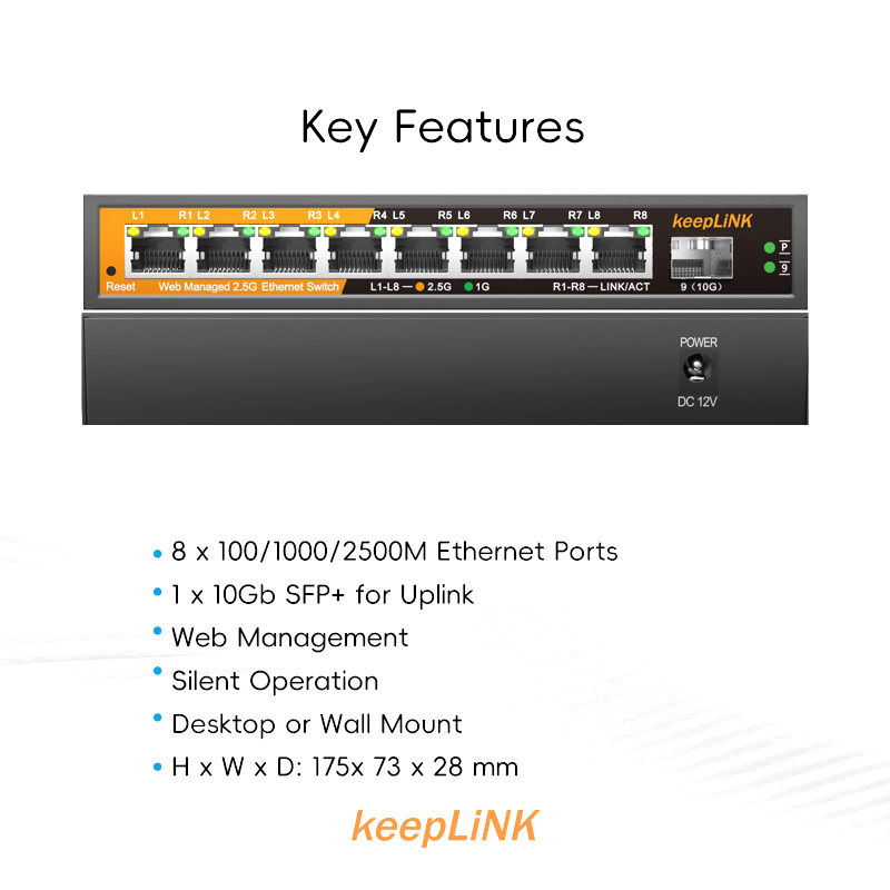 KeepLiNK 8-Port 2.5GbE Managed - Ethernet Switch 8 Port 评论和价格