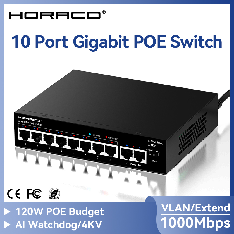 HORACO 8 Port Gigabit POE Swit - Ethernet Switch 8 Port 评论和价格